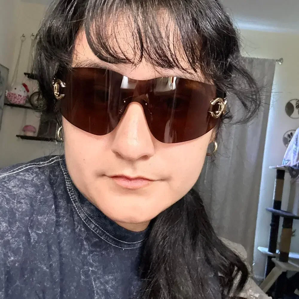 Y2k Shield Brown Sunglasses double c oversized wrap Summer Coastal